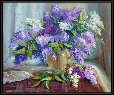 Картина Натюрморт с букетом сирени №2