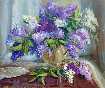 Плакат Натюрморт с букетом сирени №2