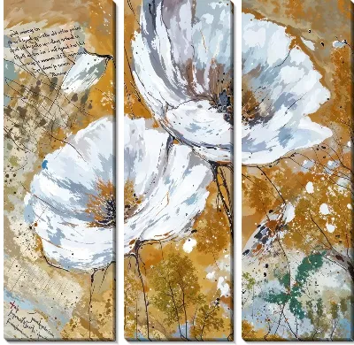 Модульная картина Бело-золотые маки