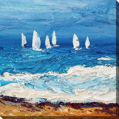 Картина маслом 6 парусников