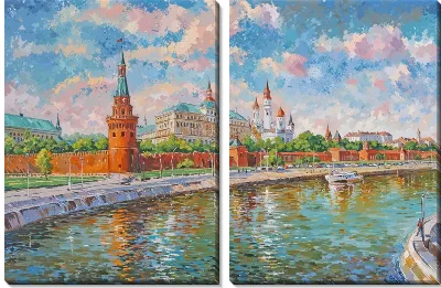 Модульная картина Москва из фанатазий