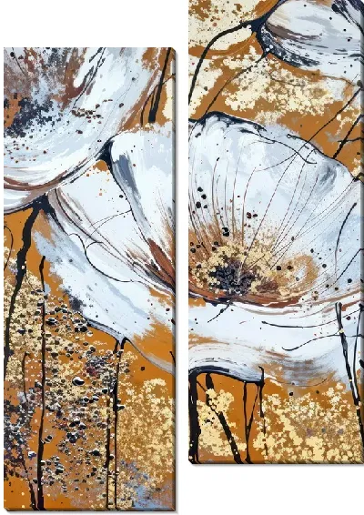 Модульная картина Стильные белые маки