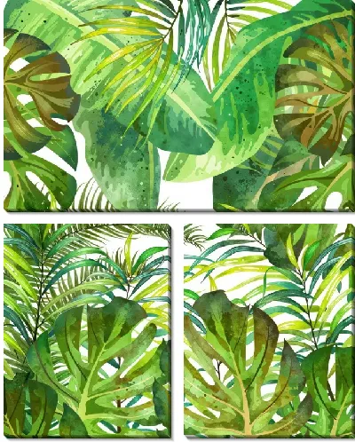Модульная картина Тропические листья монстеры №42
