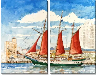 Модульная картина Парусник №358