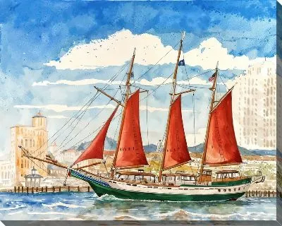 Картина маслом Парусник №358