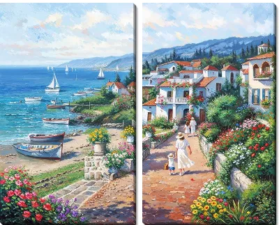 Модульная картина Яркий приморский пейзаж