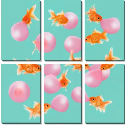 Модульная картина Золотые рыбки №3