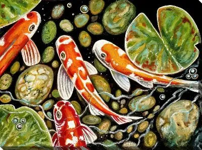 Картина маслом Золотые рыбки №7