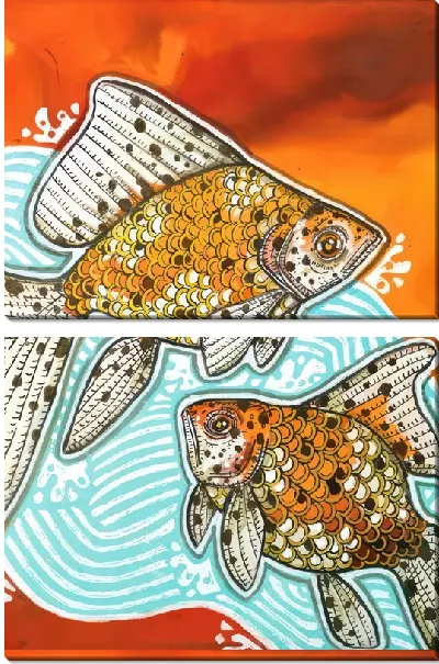 Модульная картина Золотые рыбки №10