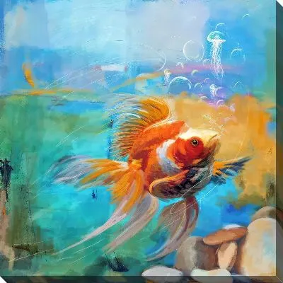 Картина маслом Золотая рыбка №64