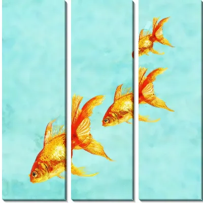 Модульная картина Золотые рыбки №20