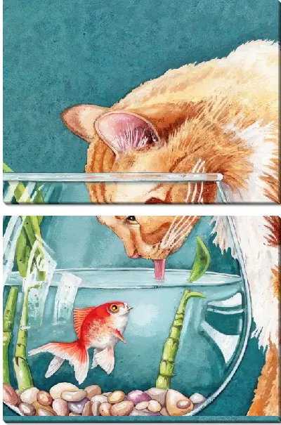 Модульная картина Золотая рыбка №70