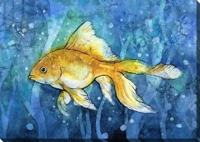 Картина маслом Золотая рыбка №72