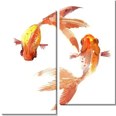 Модульная картина Золотые рыбки №28