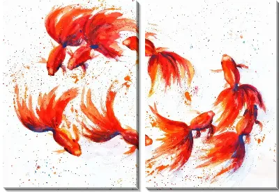 Модульная картина Золотые рыбки №29