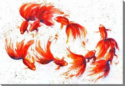 Картина маслом Золотые рыбки №29