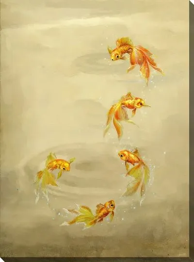 Картина маслом Золотые рыбки №36