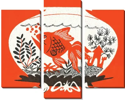 Модульная картина Золотая рыбка №87