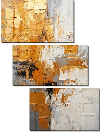 Модульная картина Фактурная абстракция с золотом №7