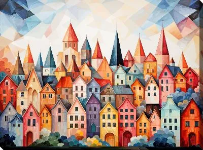Картина маслом Волшебный город №1