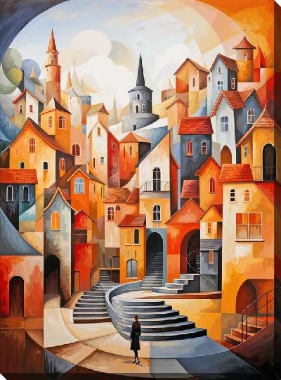 Картина маслом Волшебный город №2