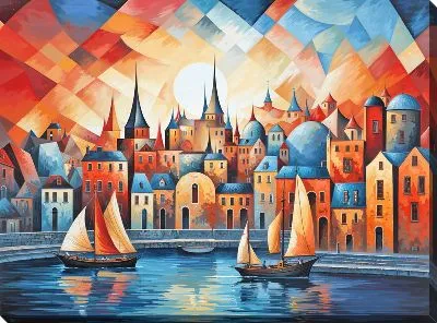 Картина маслом Волшебный город №3
