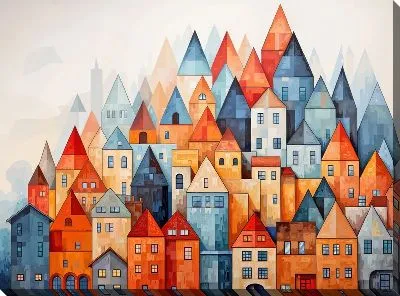 Картина маслом Волшебный город №7