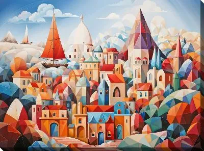 Картина маслом Волшебный город №8