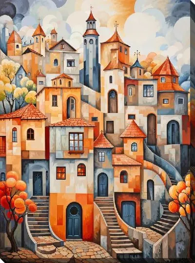 Картина маслом Волшебный город №9