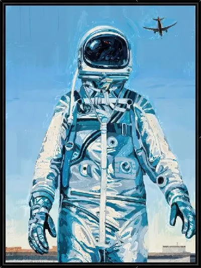 Картина Космонавт на фоне самолёта