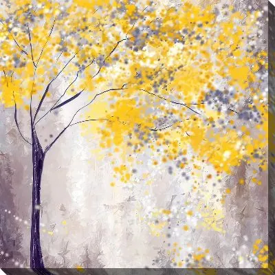 Картина маслом Изящное дерево с желтыми листьями