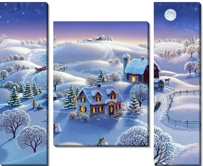 Модульная картина Сказочный зимний пейзаж