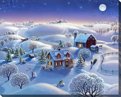 Картина маслом Сказочный зимний пейзаж