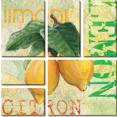 Модульная картина Два лимона в стиле винтаж