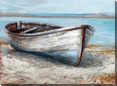 Постер Винтажная лодка на фоне воды
