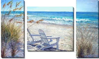 Модульная картина Два стула на пляже перед морем