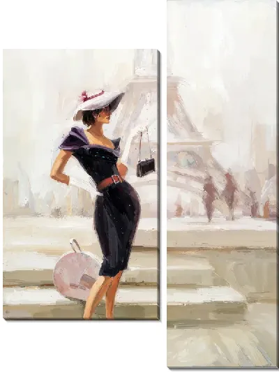 Модульная картина Модница на фоне Парижа