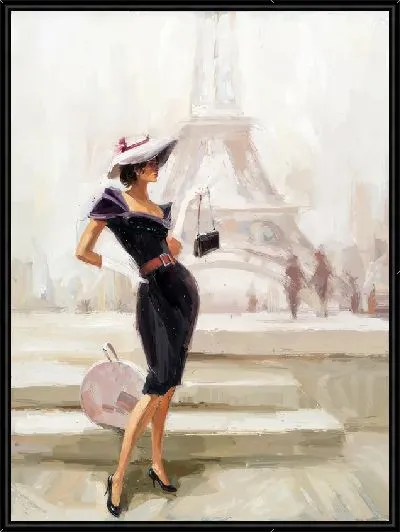 Картина Модница на фоне Парижа