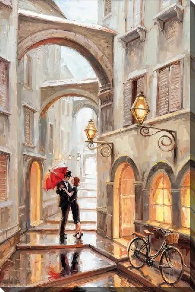 Постер Любовь под зонтом в переулке