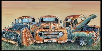 Картина Три старых автомобиля