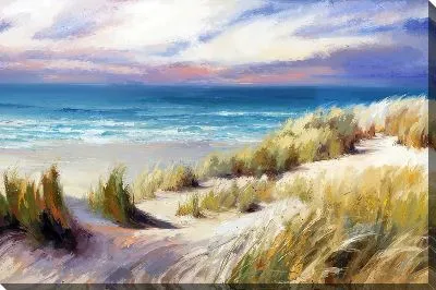 Картина маслом Морское побережье с травой