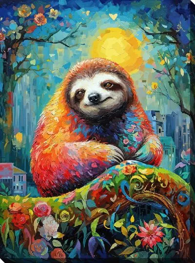 Картина маслом Ленивец №6