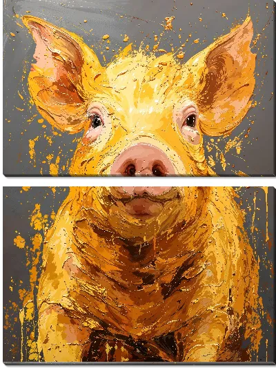 Модульная картина Золотой поросенок