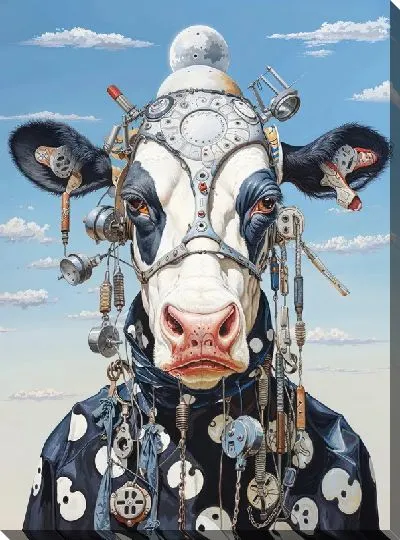 Картина маслом Корова в стиле арт №11