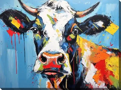 Картина маслом Корова в стиле арт №12