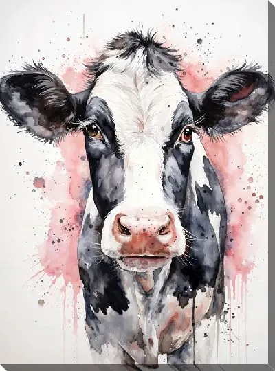 Картина маслом Корова в стиле арт №13