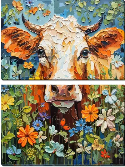 Модульная картина Корова в стиле арт №14