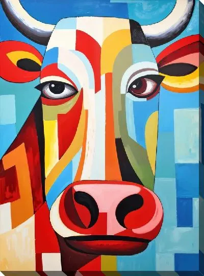 Картина маслом Корова в стиле арт №15