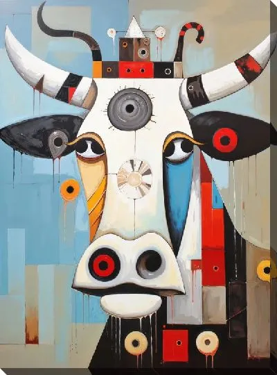 Картина маслом Корова в стиле арт №16