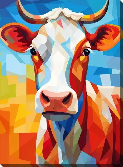 Картина маслом Корова в стиле арт №17